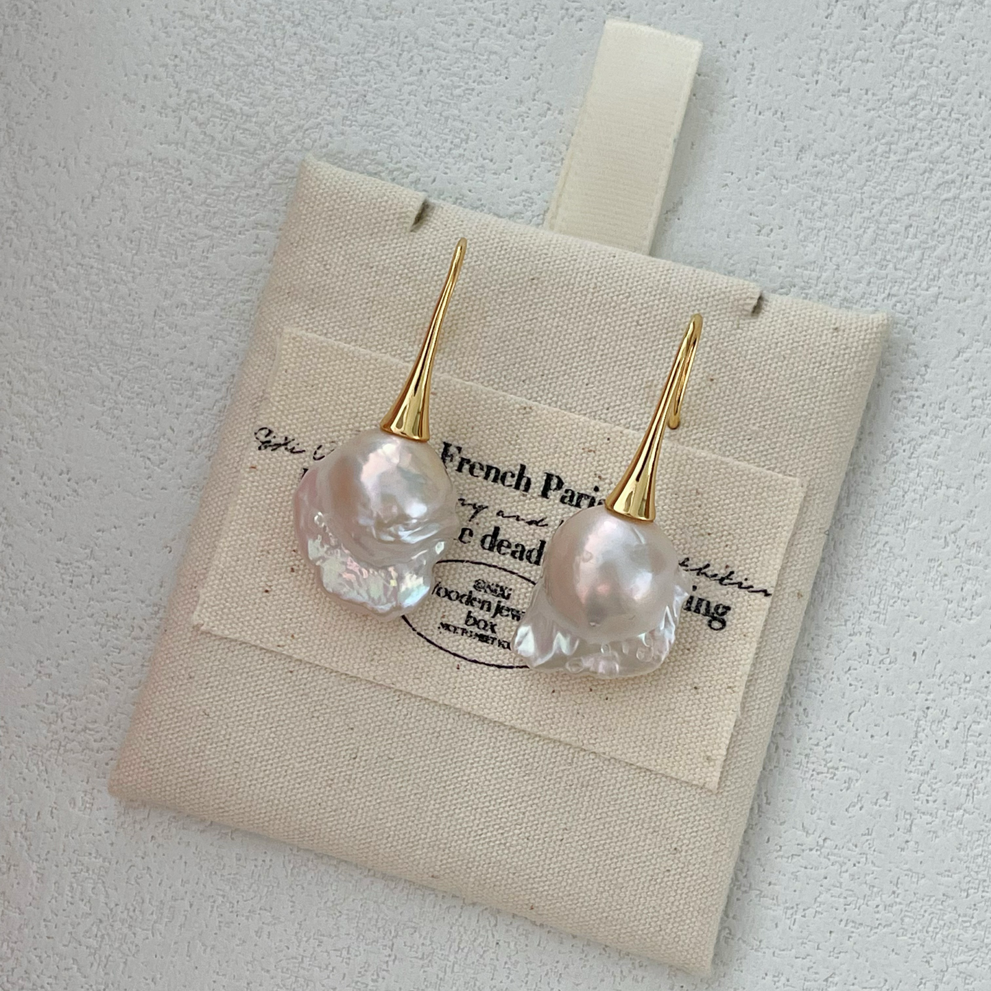18-20mm Cold White Baroque Freshwater Pearl Long Drop Earrings
