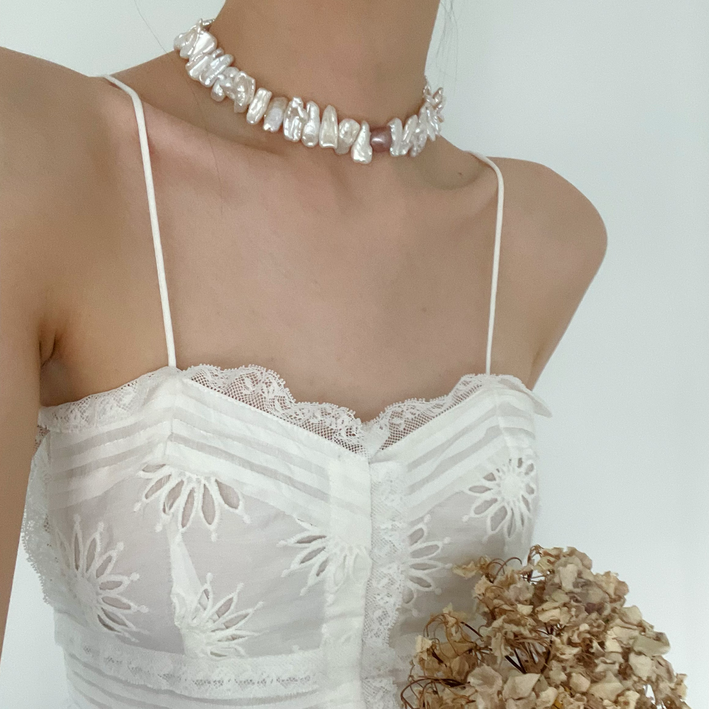 13-15mm Baroque Freshwater Pearl 'Sunflower Cluster' Choker
