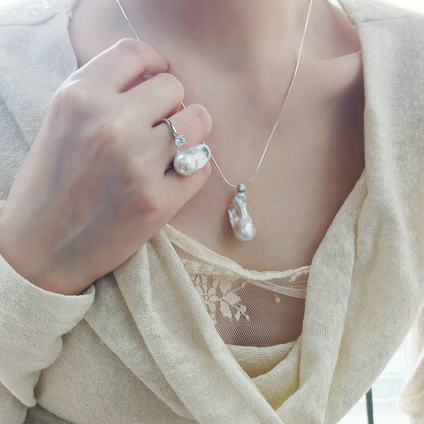 12-14mm Fishtail-Shape Baroque Freshwater Pearl Diamond Princess Diana Necklace