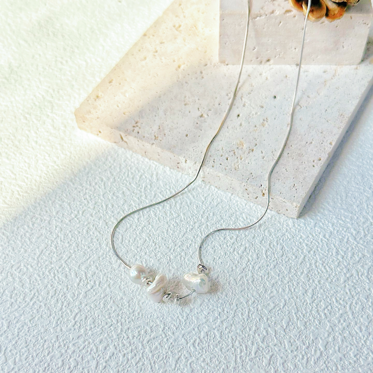 8-10mm Natural Saltwater Keshi Pearl 'Sense of Order' Necklace