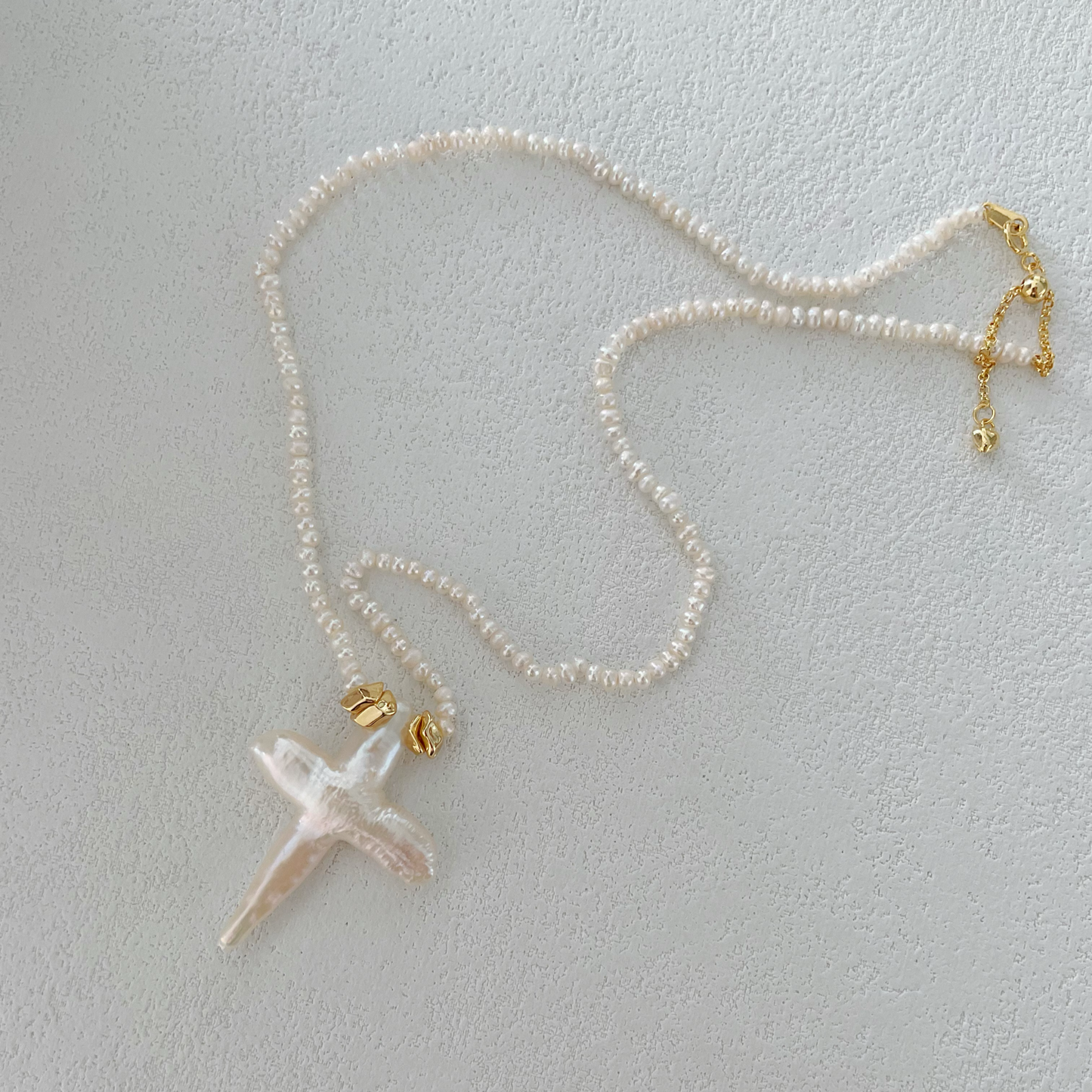 Cross-Shaped Baroque Freshwater Pearl 'Holiness of Faith' Necklace