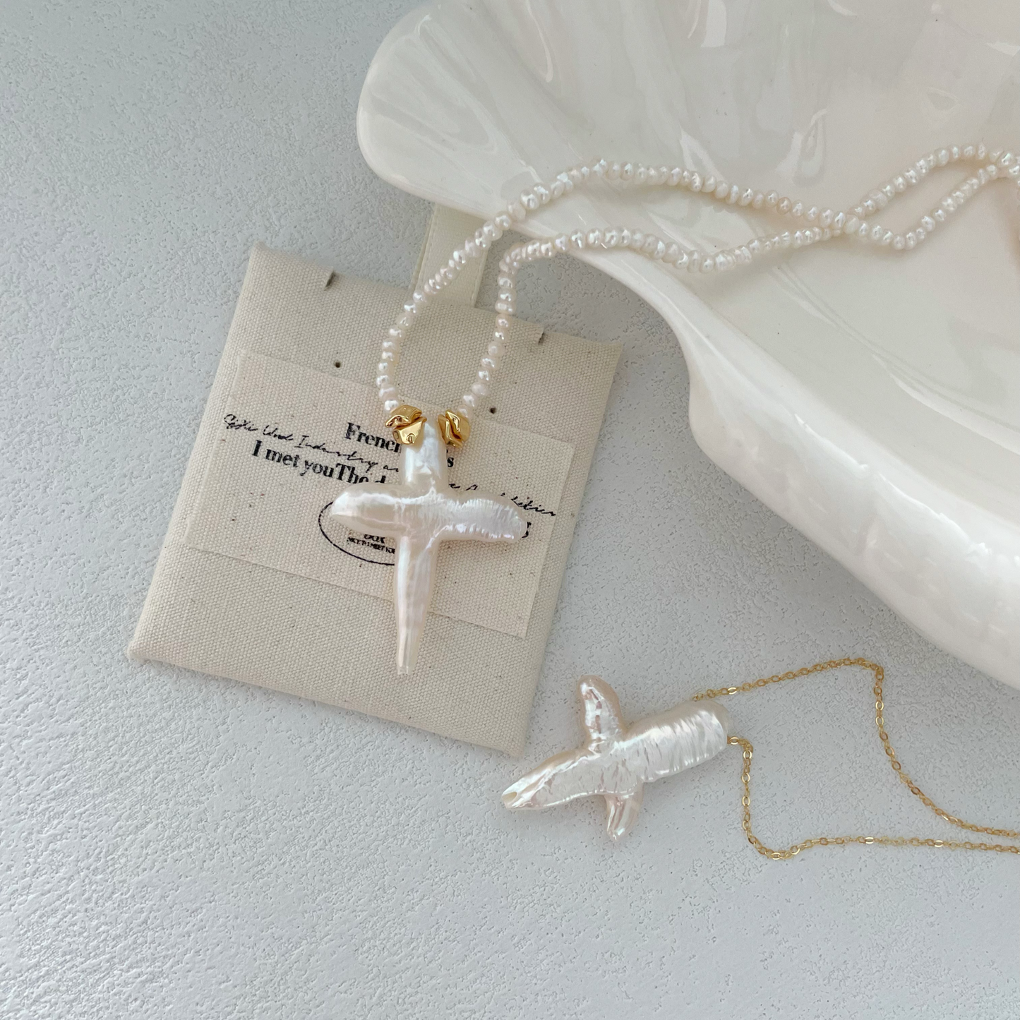 Cross-Shaped Baroque Freshwater Pearl 'Holiness of Faith' Necklace