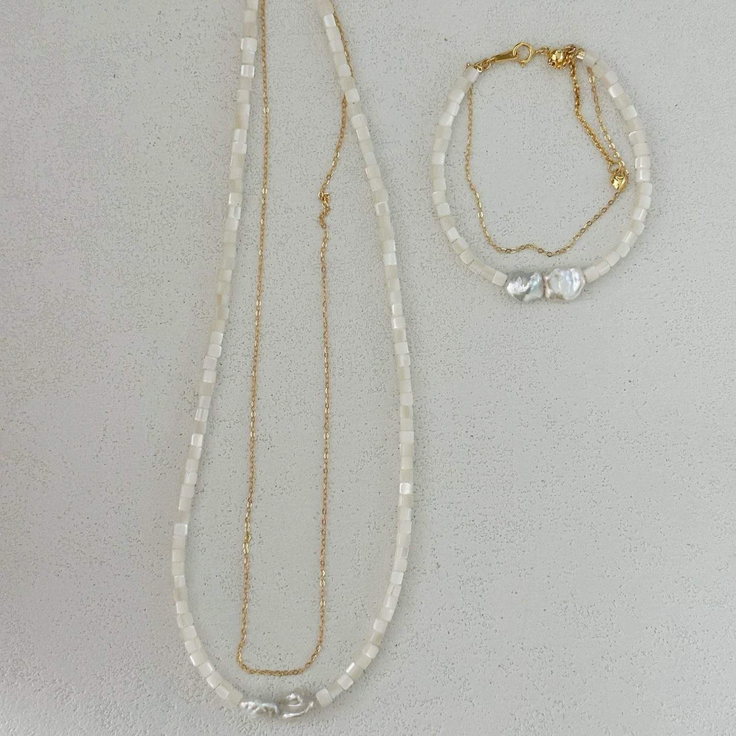 8-11mm Baroque Freshwater Pearl White Shell Double Necklace