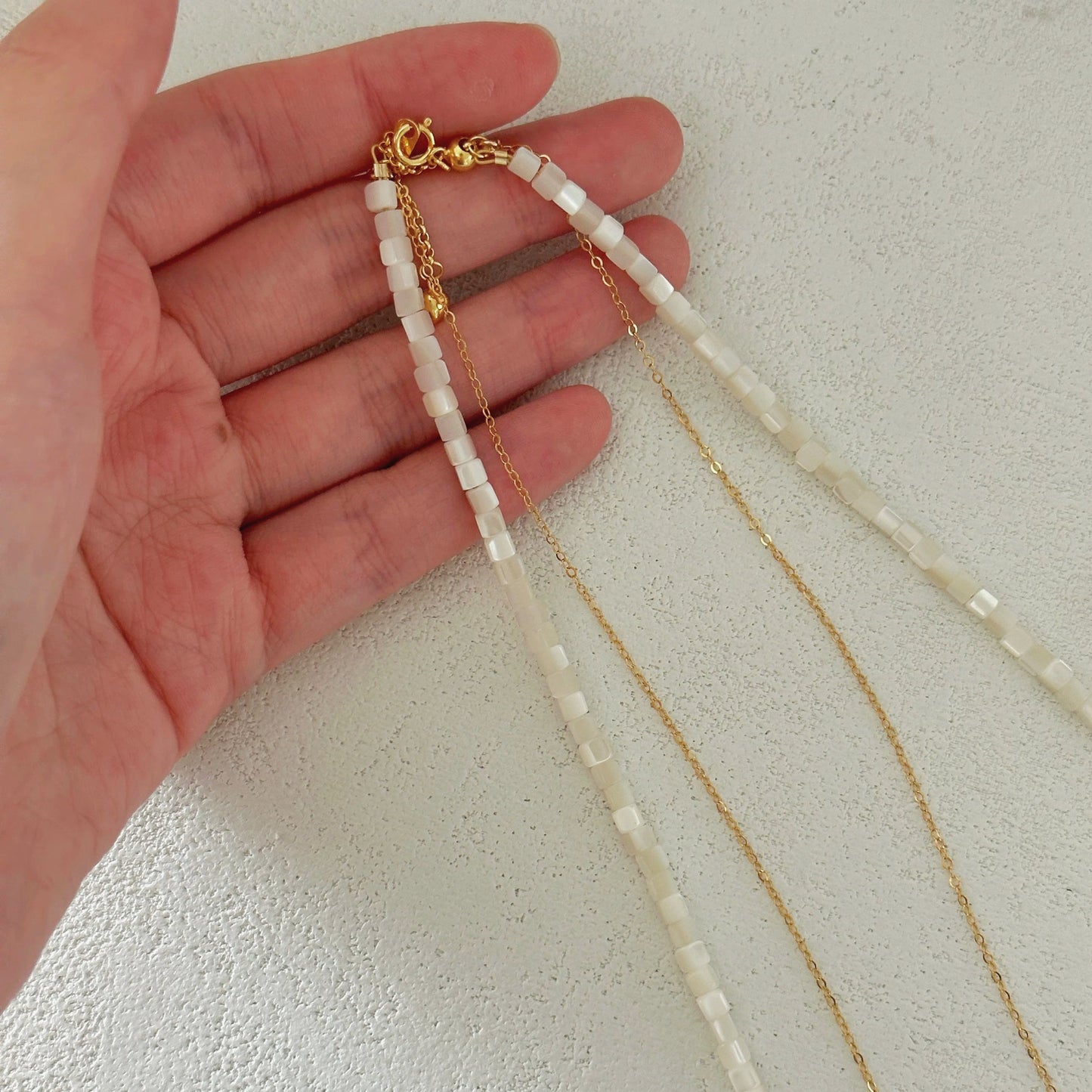 8-11mm Baroque Freshwater Pearl White Shell Double Necklace
