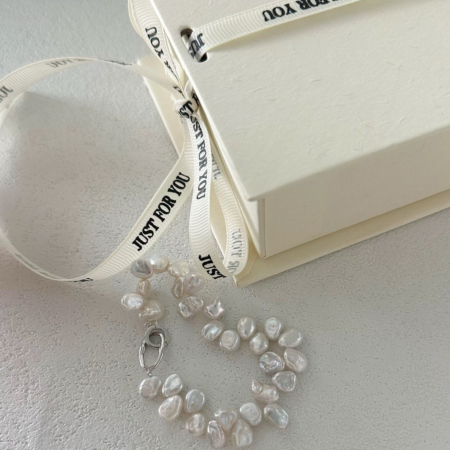 8-10mm Natural Saltwater Keshi Pearl Full Strand Bracelet