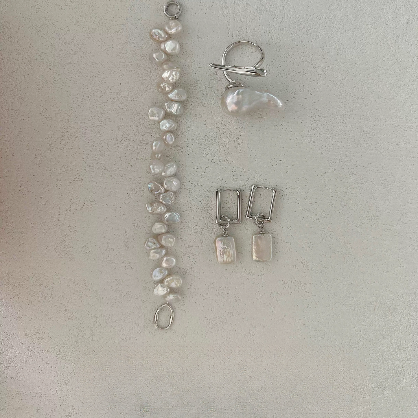 8-10mm Natural Saltwater Keshi Pearl Full Strand Bracelet