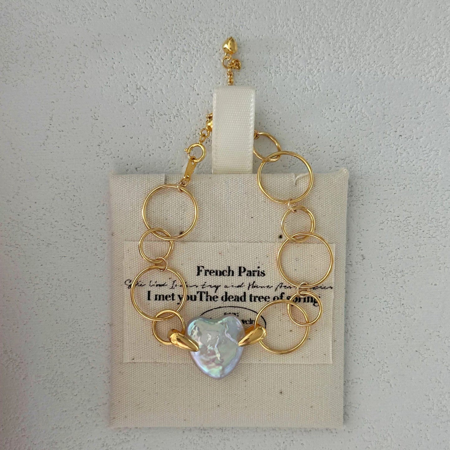 12-15mm Heart-Shaped Baroque Freshwater Pearl Gold Ring Bracelet