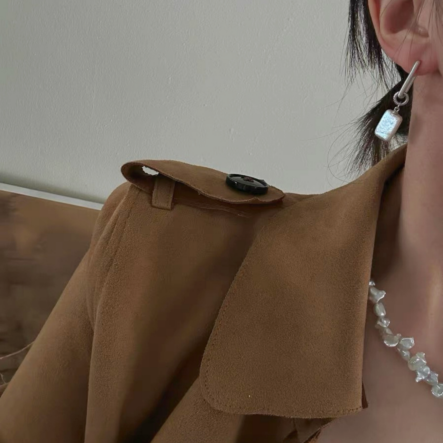 Square-Shaped Baroque Freshwater Pearl Geometric Frame Earrings