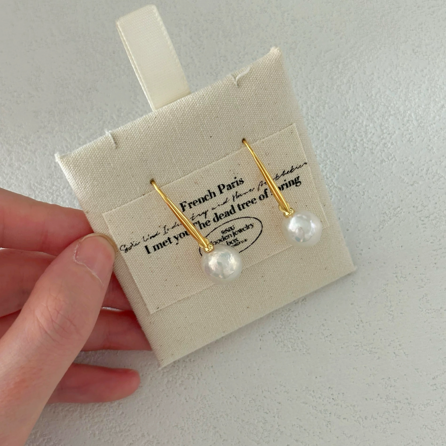 9-10mm Edison Freshwater Pearl Gold Hook Long Drop Earrings