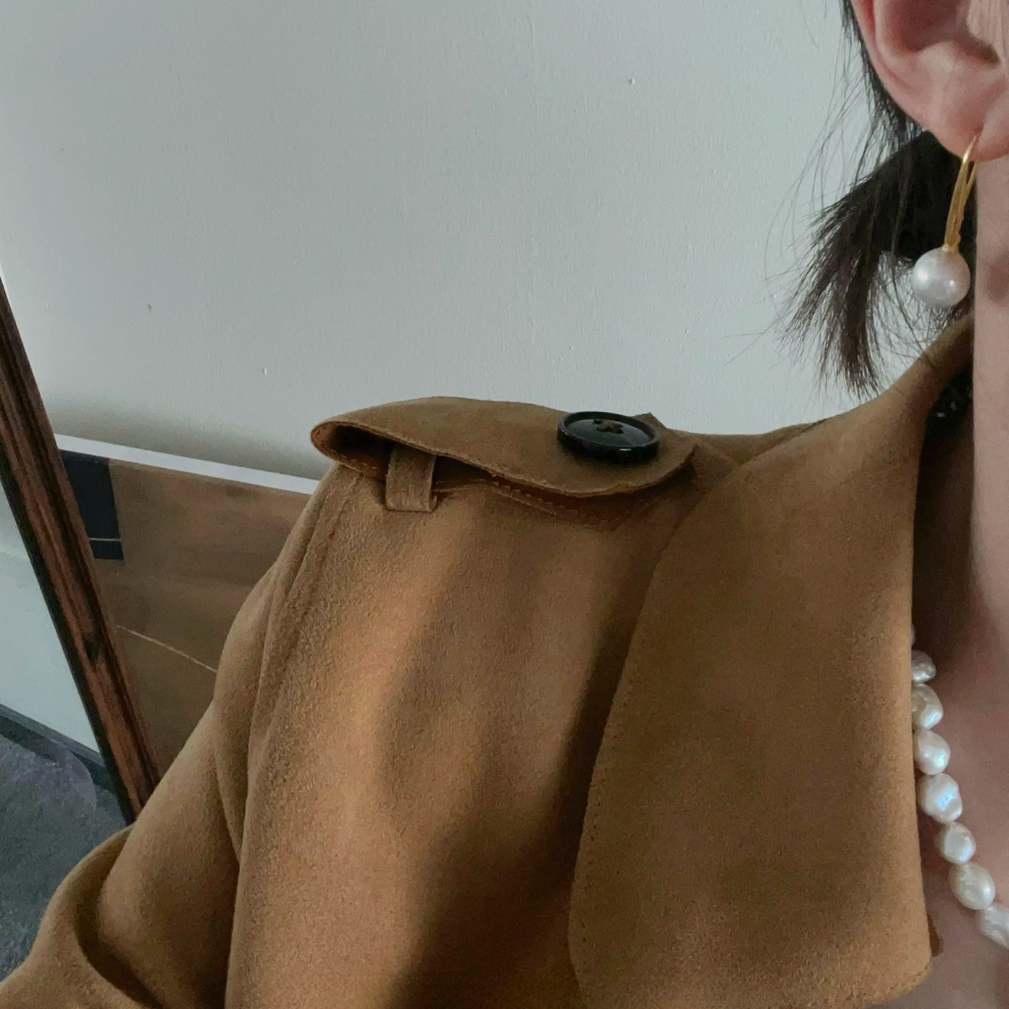 9-10mm Edison Freshwater Pearl Gold Hook Long Drop Earrings