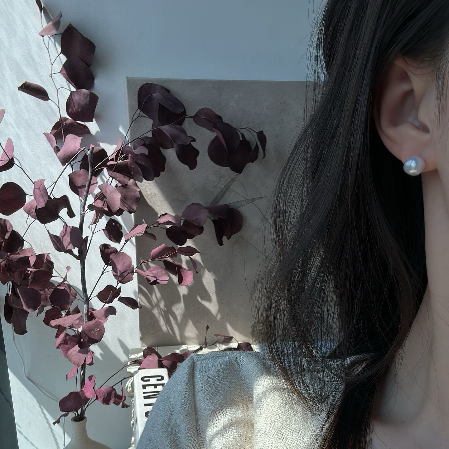 8-9mm Natural Baroque Freshwater Pearl Crystal Stud Earrings