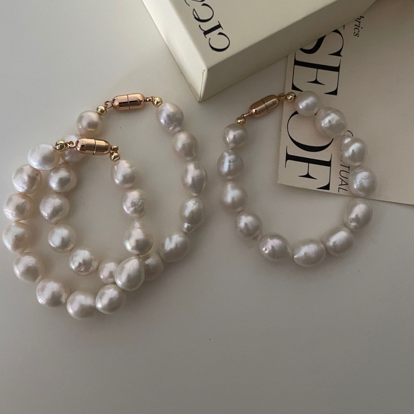 9-12mm Baroque Freshwater Pearl Magnetic Clasp Bracelet