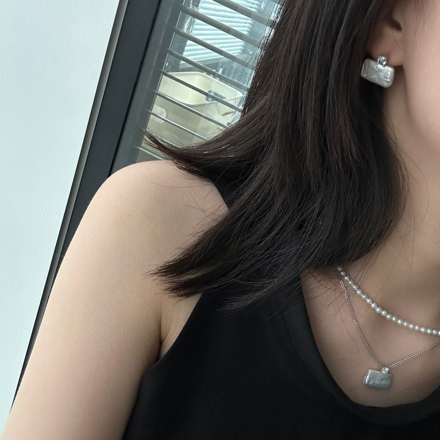 Rectangle-Shaped Baroque Freshwater Pearl Grace Necklace