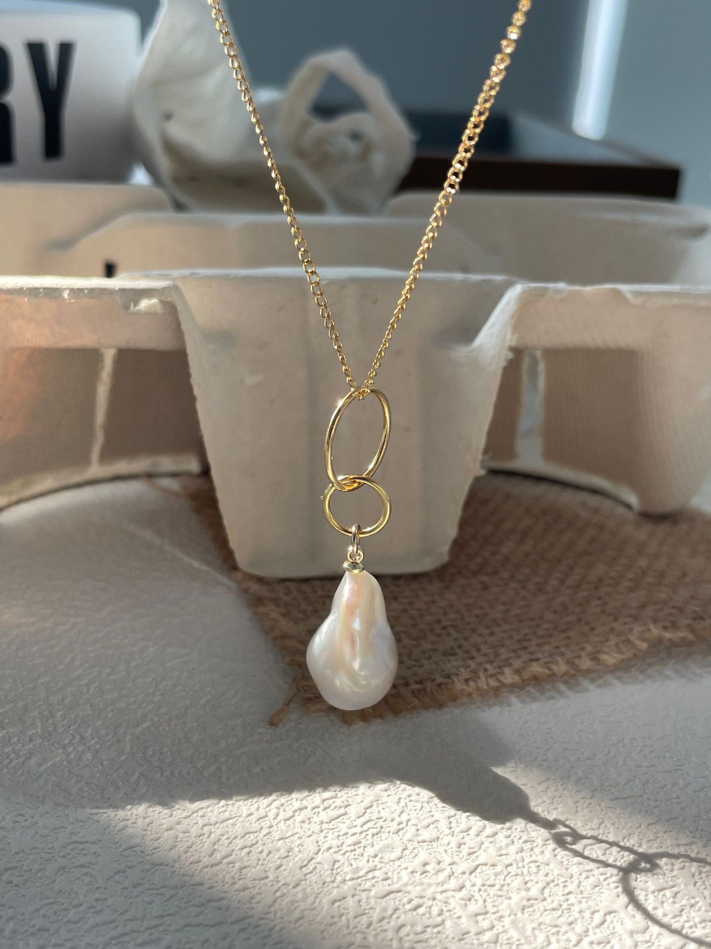 22-24mm Baroque Freshwater Pearl Geometric Designer Pendant