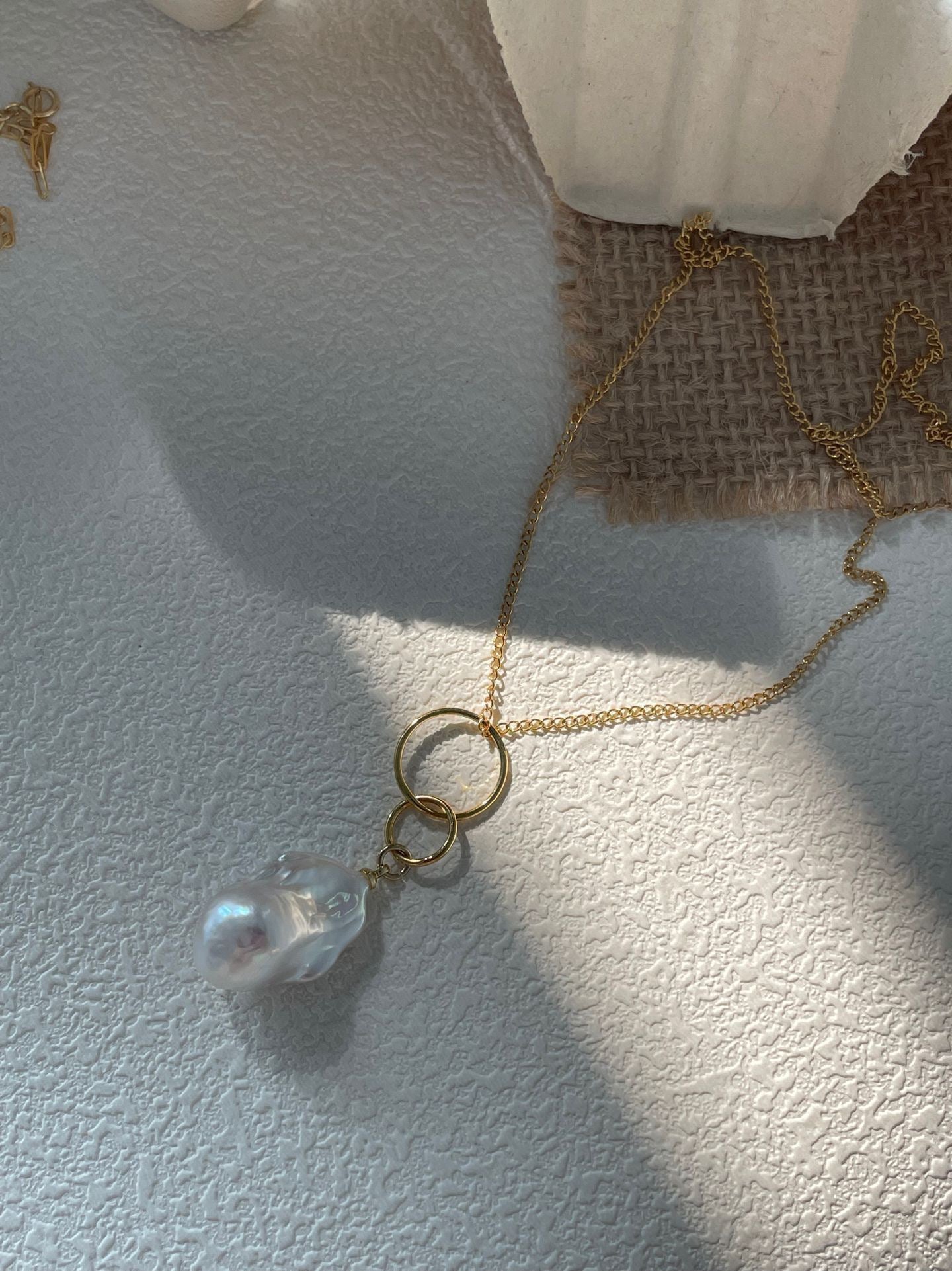 22-24mm Baroque Freshwater Pearl Geometric Designer Pendant