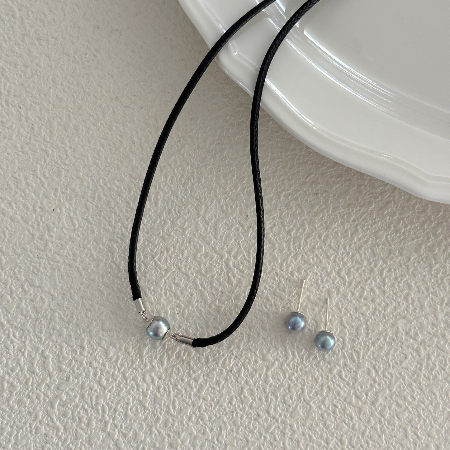 4-5mm Silver-Grey Akoya Saltwater Pearl Braided Necklace