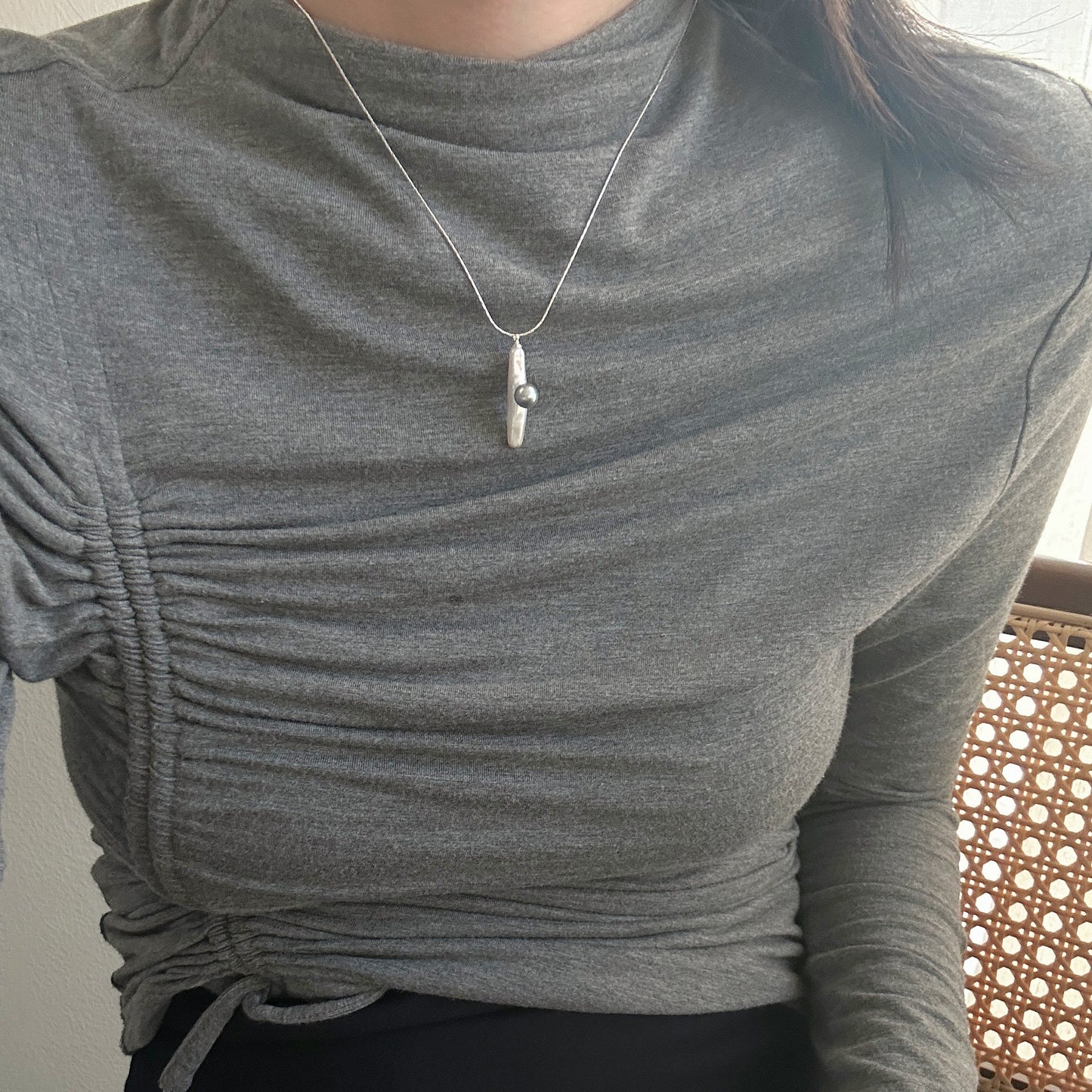 4-5mm Silver-Grey Akoya Saltwater Pearl 'Tide's Embrace' Necklace