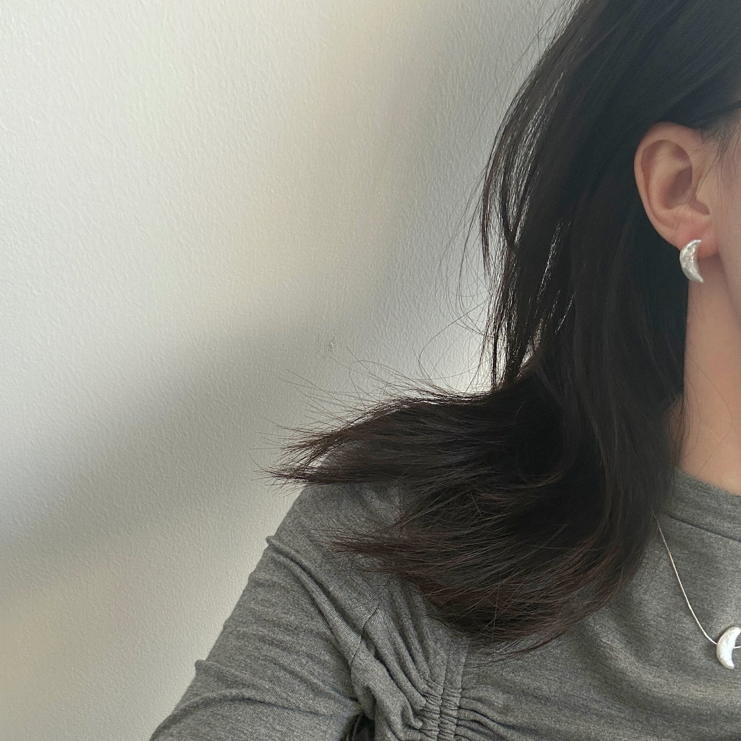 Moon-Shaped Baroque Freshwater Pearl Stud Earrings