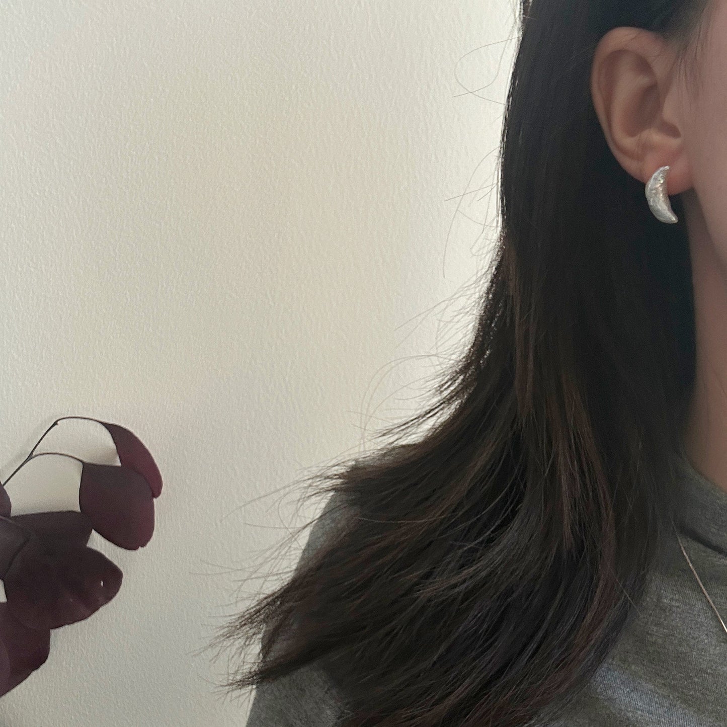 Moon-Shaped Baroque Freshwater Pearl Stud Earrings