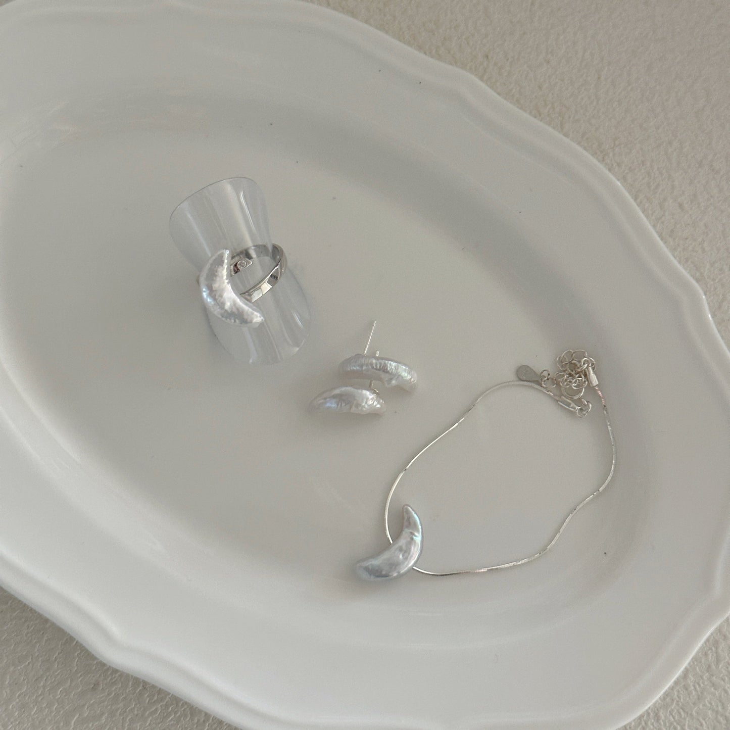 Moon-Shaped Baroque Freshwater Pearl Stud Earrings