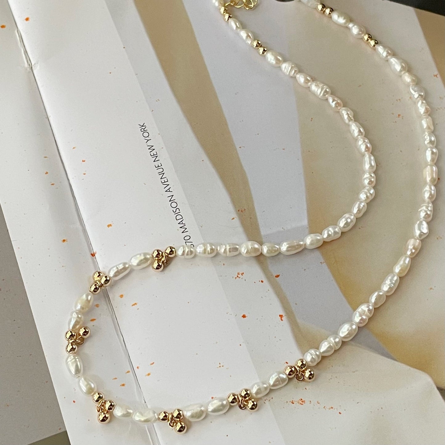 4-5mm Rice-Shaped Baroque Freshwater Pearl 'Ding Dong' Necklace