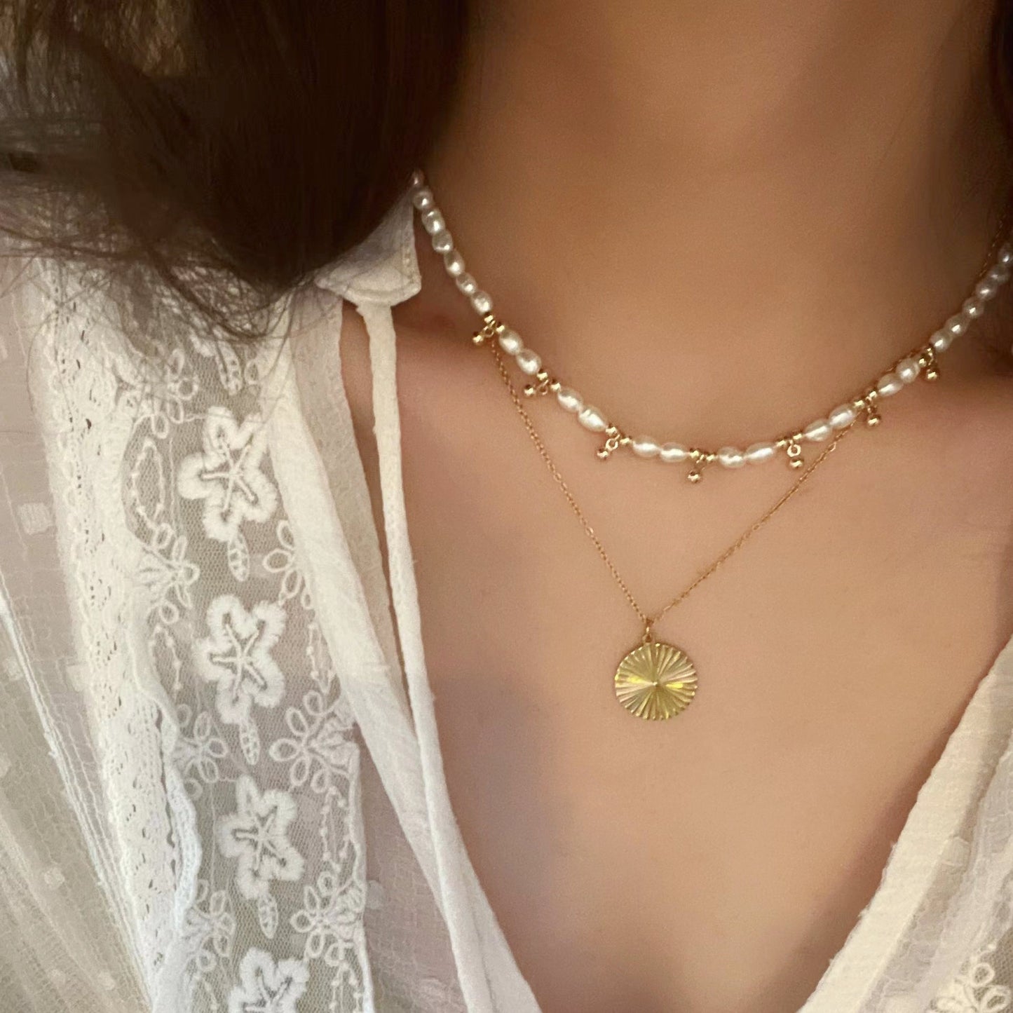 4-5mm Rice-Shaped Baroque Freshwater Pearl 'Ding Dong' Necklace