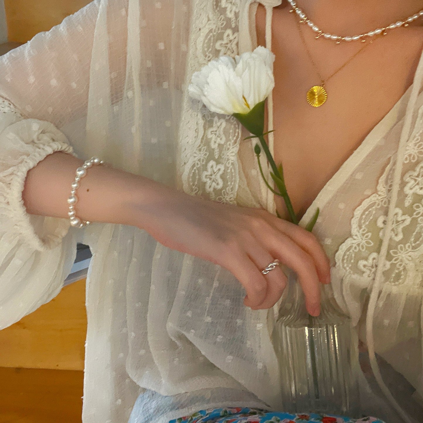 4-5mm Rice-Shaped Baroque Freshwater Pearl 'Ding Dong' Necklace