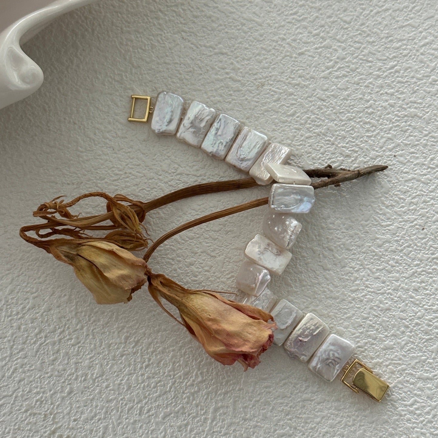 Rectangular Baroque Freshwater Pearl Watch Bracelet