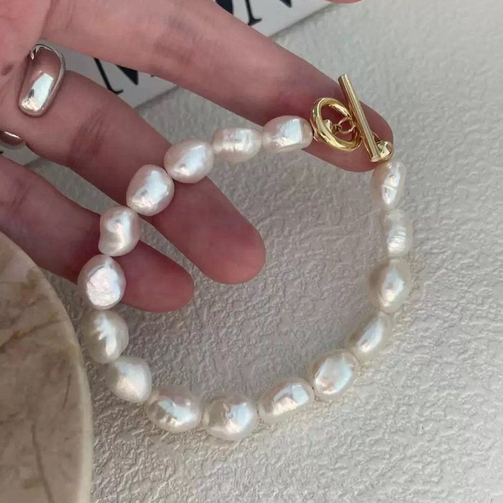9-12mm Baroque Freshwater Pearl French Retro OT Bracelet