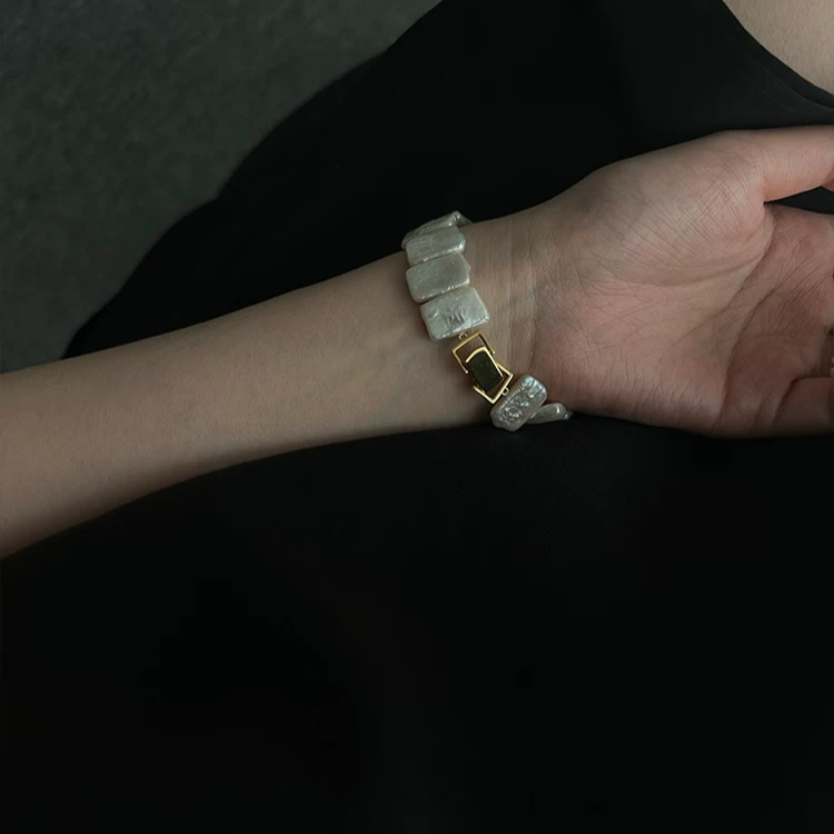 Rectangular Baroque Freshwater Pearl Watch Bracelet