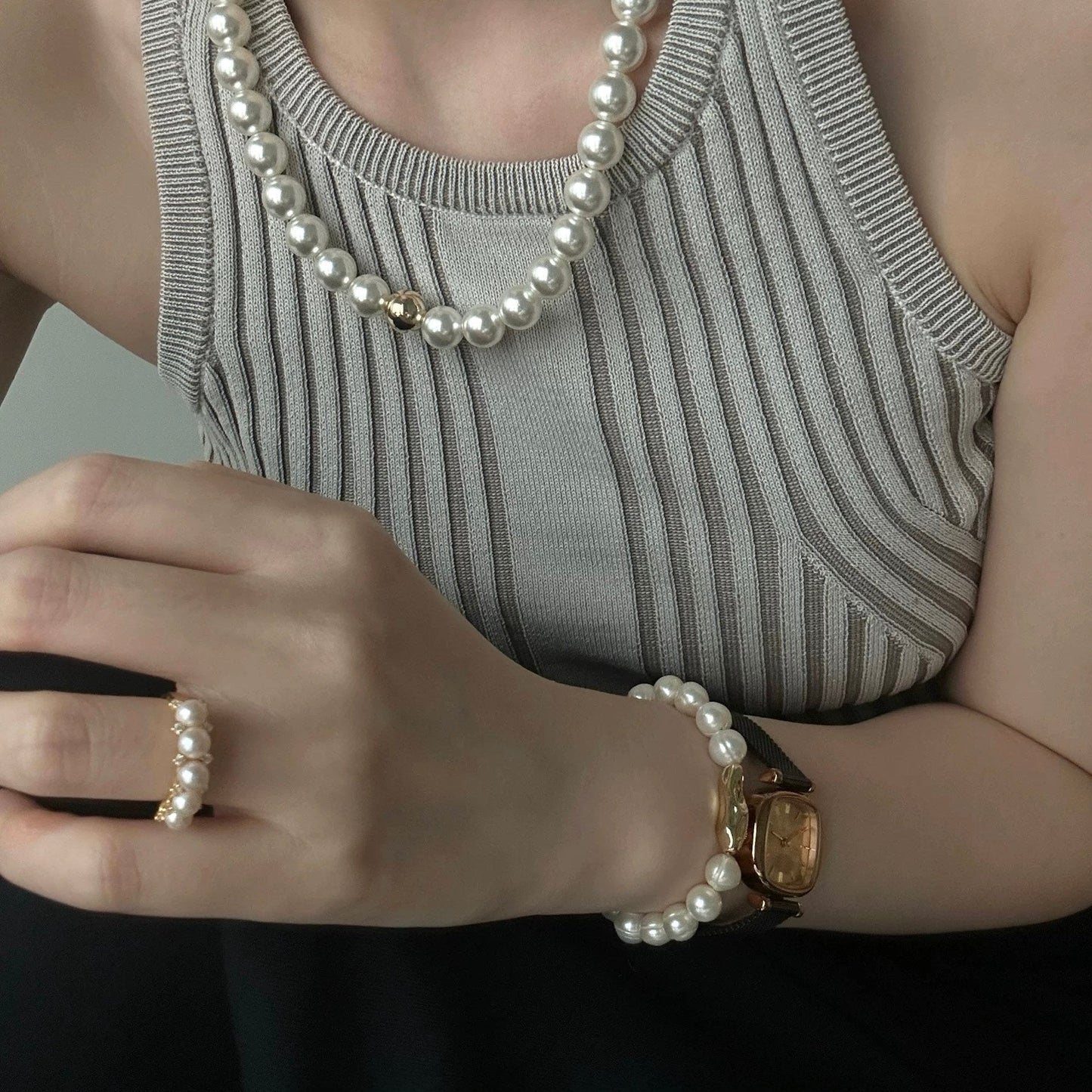 8-10mm Natural Threaded Baroque Freshwater Pearl Bracelet