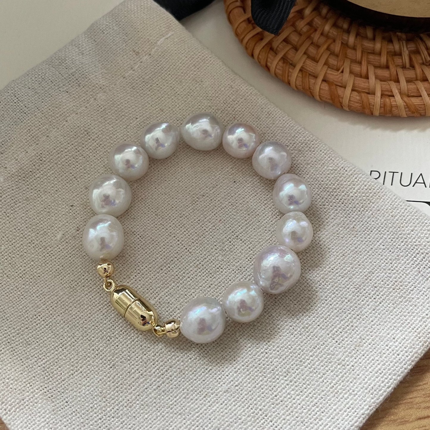 9-12mm Baroque Freshwater Pearl Magnetic Clasp Bracelet