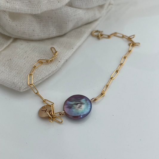 15-18mm Button-Shape Baroque Freshwater Pearl Roman Bracelet
