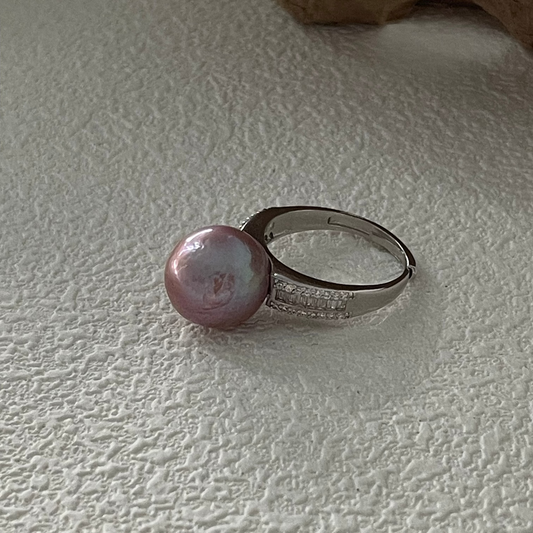Deep Violet Freshwater Pearl Phantasm Silver Ring
