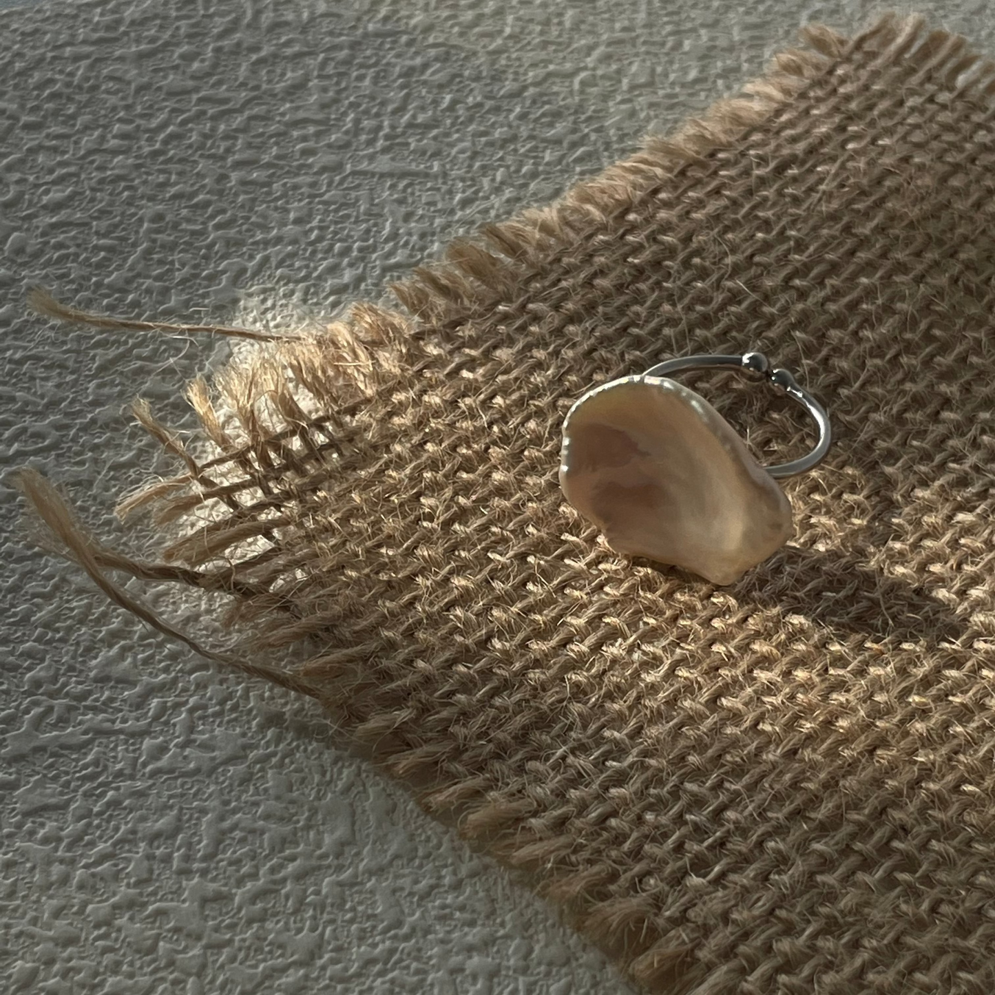 Petal-Shaped Baroque Freshwater Pearl Silver Ring