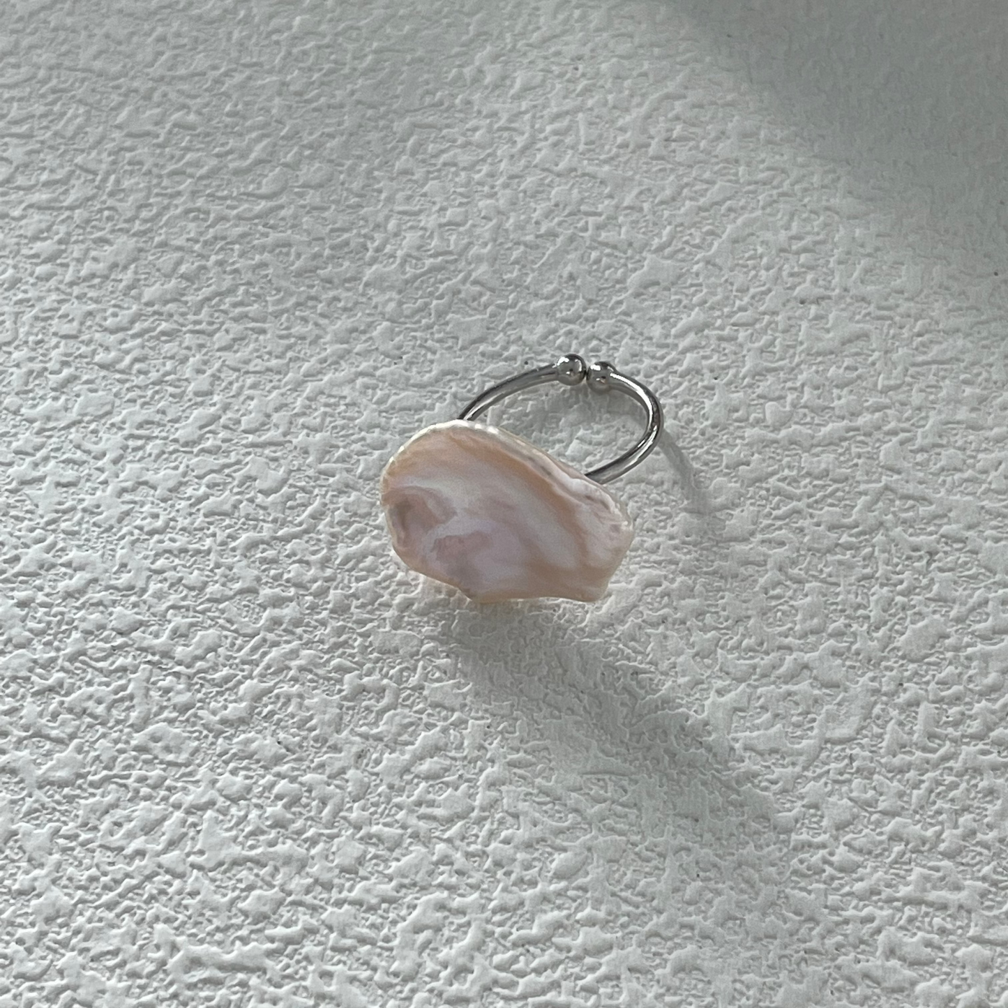 Petal-Shaped Baroque Freshwater Pearl Silver Ring
