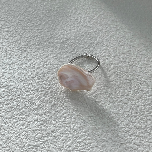 Petal-Shaped Baroque Freshwater Pearl Silver Ring