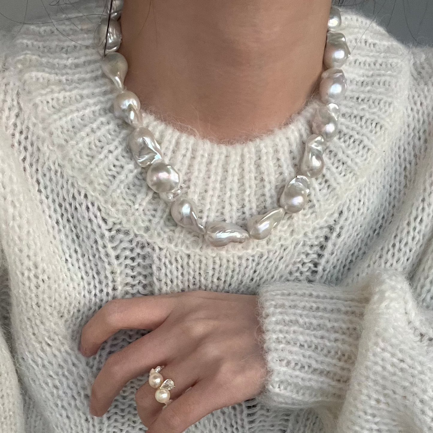 22-24mm Baroque Freshwater Pearl 'Galaxy Star Falls' Necklace