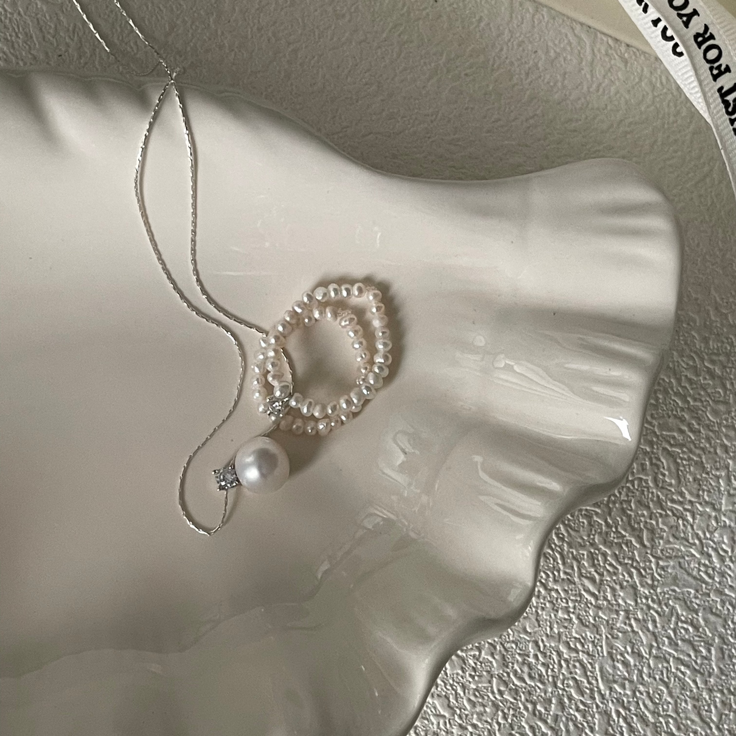 Rice-Shaped Baroque Freshwater Pearl Double Row Layered Ring