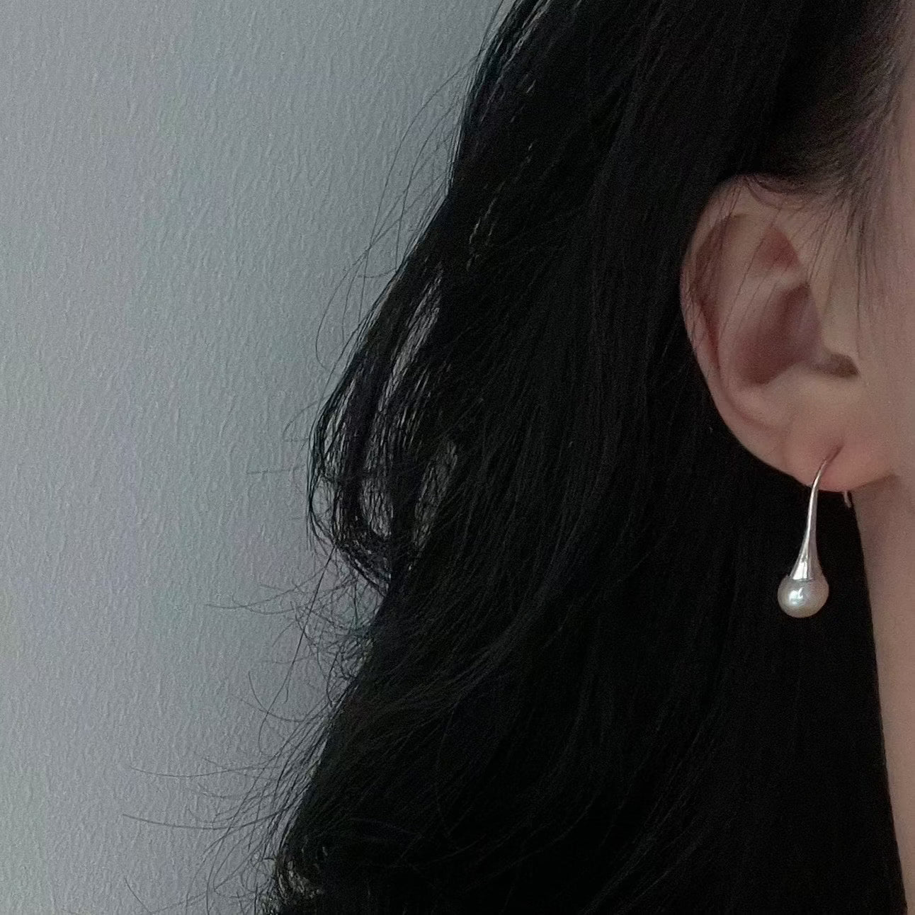 8-9mm Milky White Freshwater Pearl Long Drop Earrings