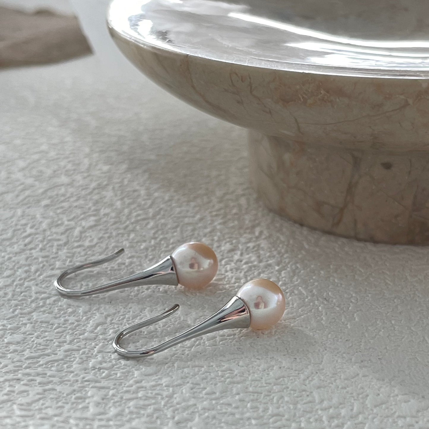 8-9mm Milky White Freshwater Pearl Long Drop Earrings
