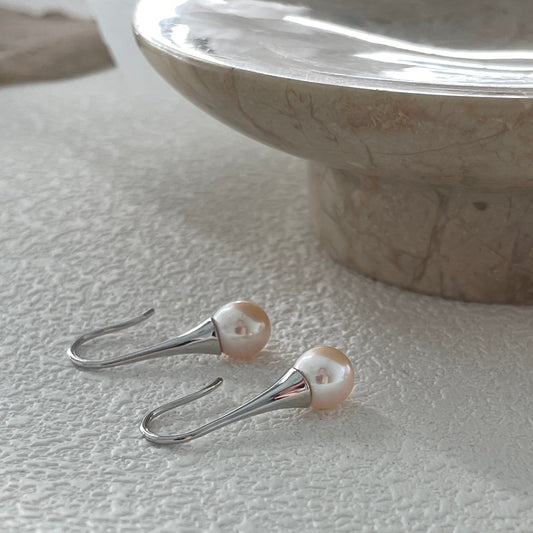 8-9mm Milky White Freshwater Pearl Long Drop Earrings