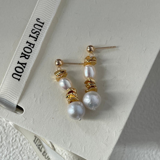 6-8mm Baroque Freshwater Pearl 'The Sun Never Sets' Drop Earrings