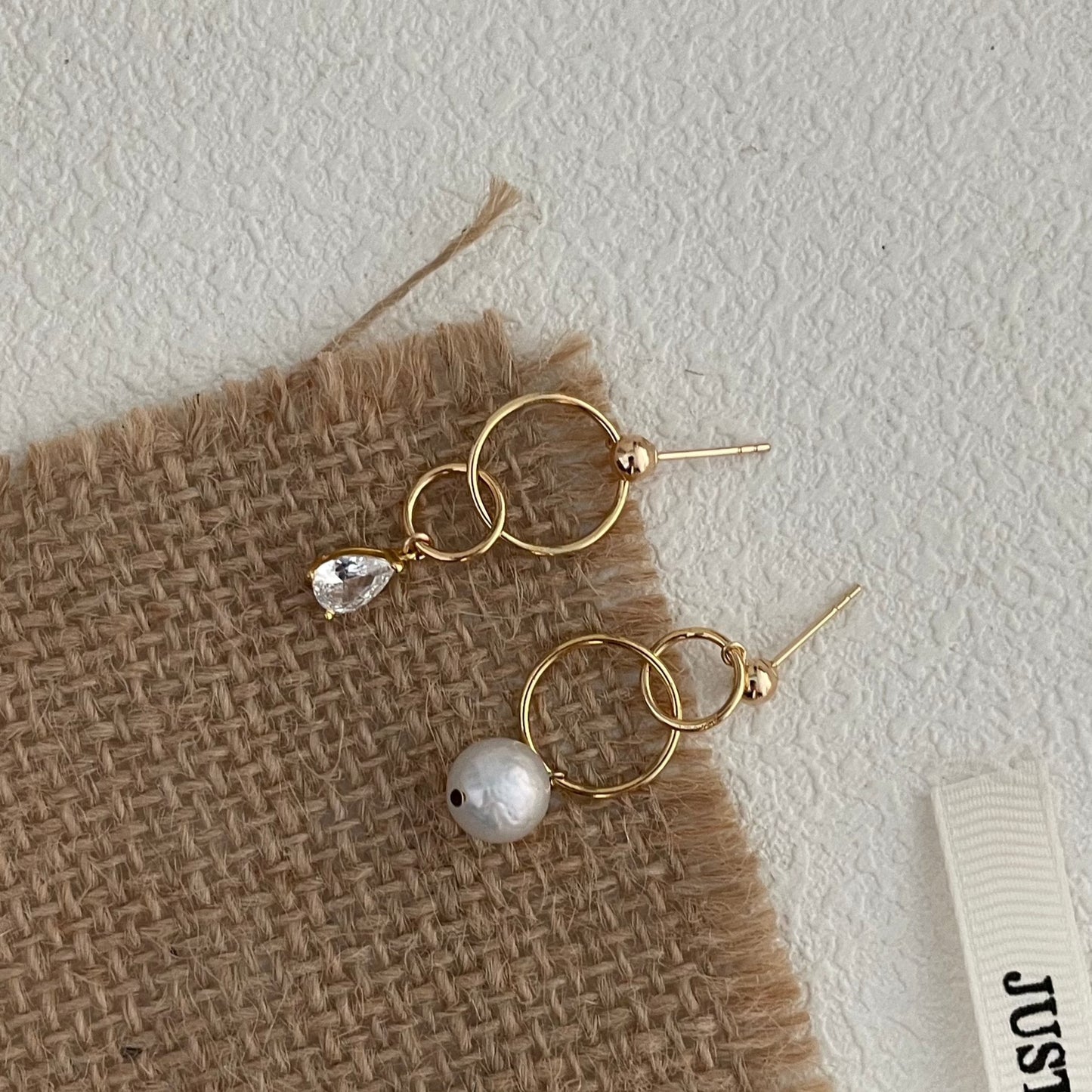 7-8mm Freshwater Pearl 'Turn The World Upside Down' Double Hoop Earrings