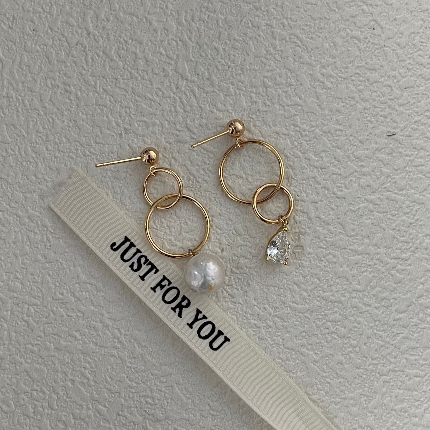 7-8mm Freshwater Pearl 'Turn The World Upside Down' Double Hoop Earrings