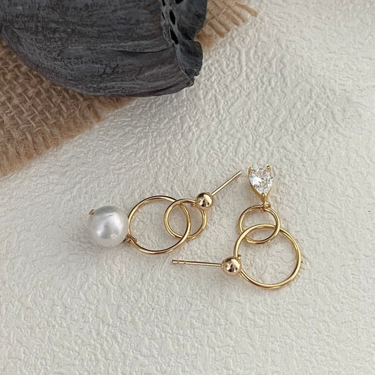 7-8mm Freshwater Pearl 'Turn The World Upside Down' Double Hoop Earrings