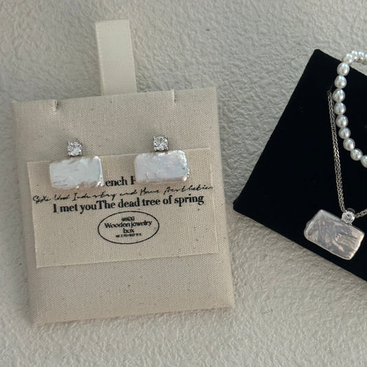 Rectangle-Shaped Baroque Freshwater Pearl Grace Earrings