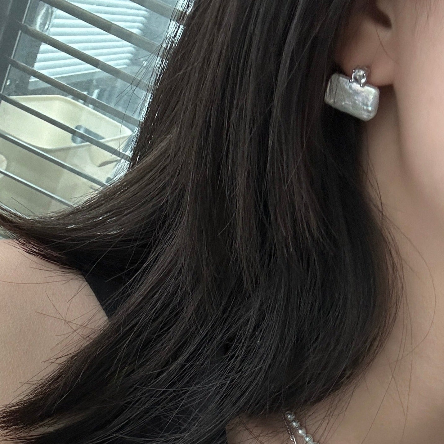 Rectangle-Shaped Baroque Freshwater Pearl Grace Earrings