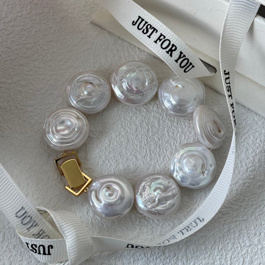 20-24mm Spiral Oblate-Shaped Baroque Freshwater Pearl Roman Holiday Bracelet