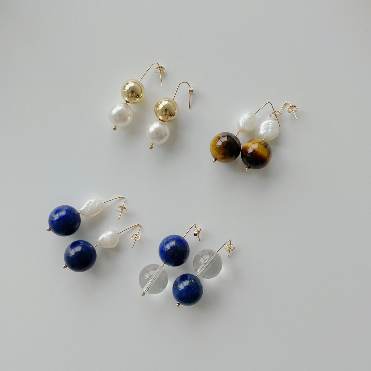 5-6mm Baroque Freshwater Pearl & Lapis Lazuli 'Sky' Drop Earrings